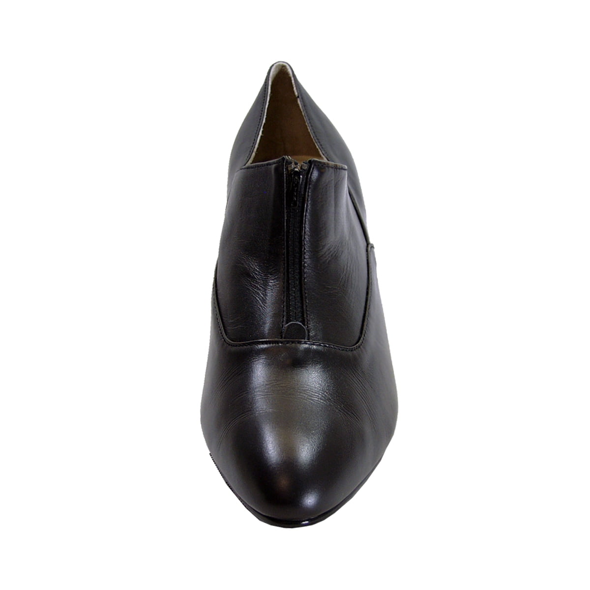 PEERAGE Silvia Women's Wide Width Louis-Heel Leather Dress Pumps (BLACK) 8