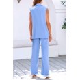thumbnail image 4 of Conjunto de Traje PRETTYGARDEN Blazer sin Mangas y Pantalones Palazzo Azul Claro M, 4 of 7