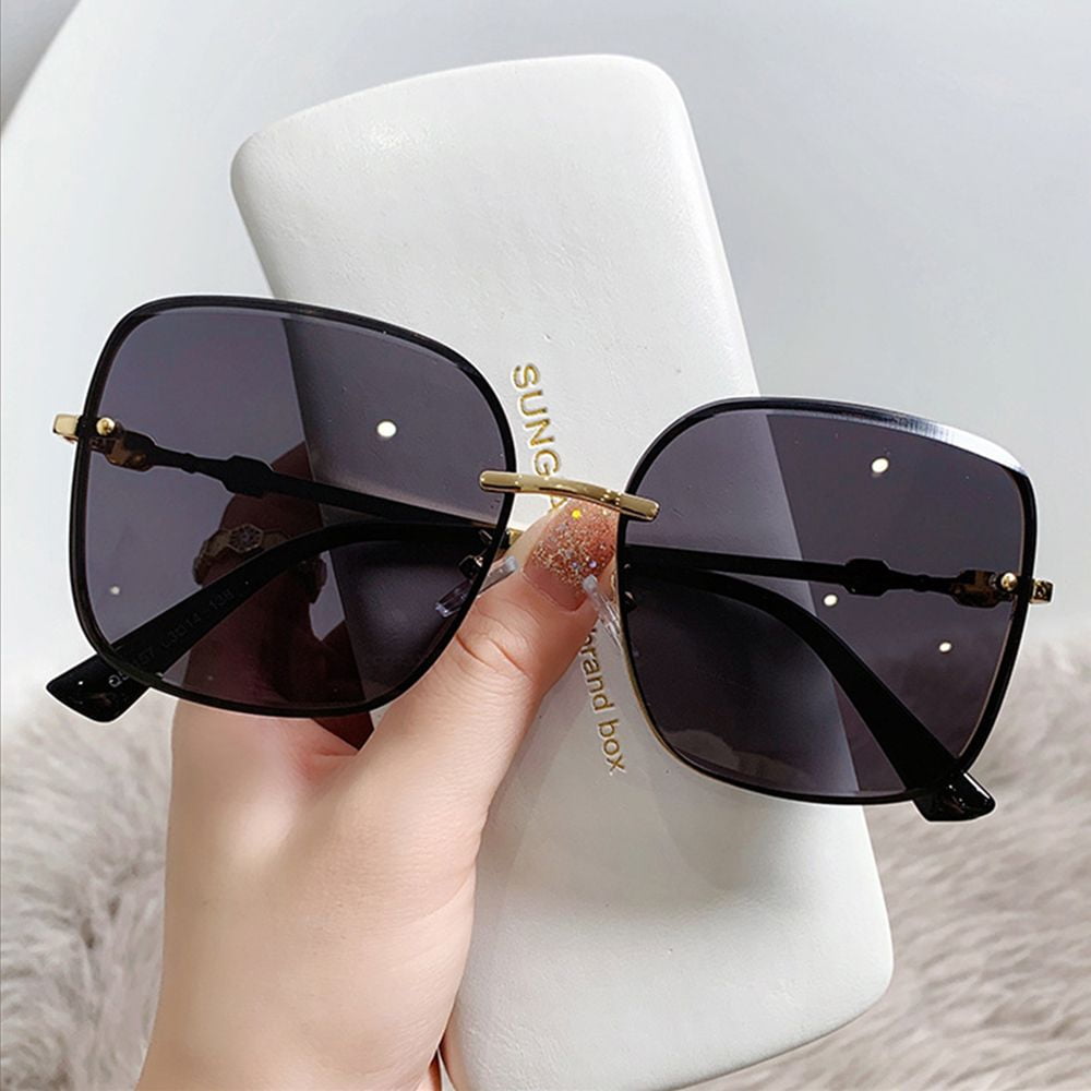 Women Outdoor Vintage Eyewear Metal Sunglasses Shades Square Sun Glasses  Brown Sunglasses C4 