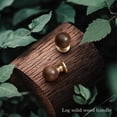 thumbnail image 2 of FLIRABBIT 5 Pack Wood and Brass Cabinet Knobs - 1-1/8" Round Walnut Drawer Pulls with Brushed Gold Base for Kitchen Cabinets, Dressers, Closets, or Furniture Doors C106, 2 of 3