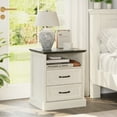 thumbnail image 3 of YouTrend Farmhouse Nightstand with 2 Drawers & Open Shelf End Table Bedside Tables for Bedroom Living Room,White, 3 of 7