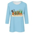 thumbnail image 4 of Womens 3/4 Sleeve Tops and Blouses Round Neck Graphic T- Shirts Casual Cotton Tunic Tee Sping Fall Clothes (Light Blue XXL), 4 of 4