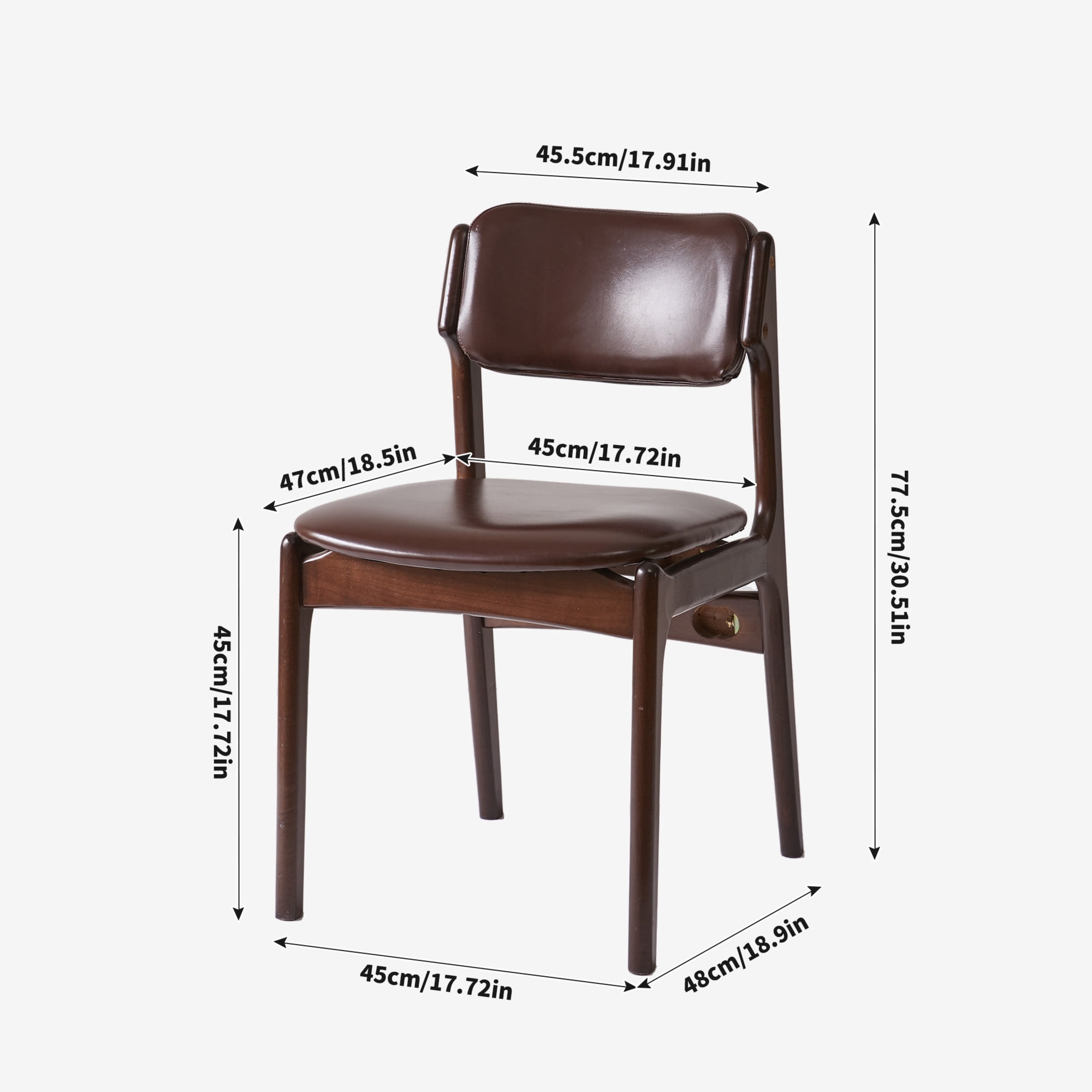 Noble House Marcus Modern Solid Wood Dining Chair with PU Leather Upholstery, Ergonomic Backrest Side Chairs, Coffee