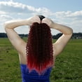 thumbnail image 4 of Minkissy Synthetic Afro Curly Ponytail Hair Extension Dark Red Drawstring Design for Updo and Parties, 4 of 6