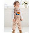 thumbnail image 3 of BemeyourBBs Baby Boy Fall Outfit Long Sleeve Romper Plaid Overall Pants 2 Pcs Set, 3 of 9