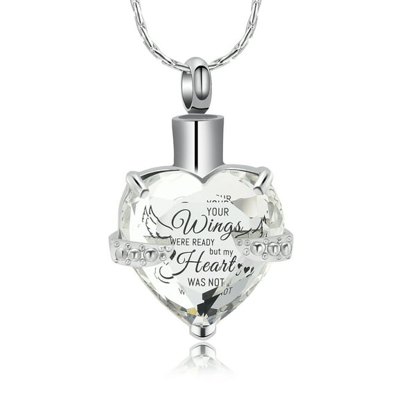 Constantlife Personalized Engrave Crystal Heart Cremation Pendant Small Urns For Ashes Keepsake Urn Necklace