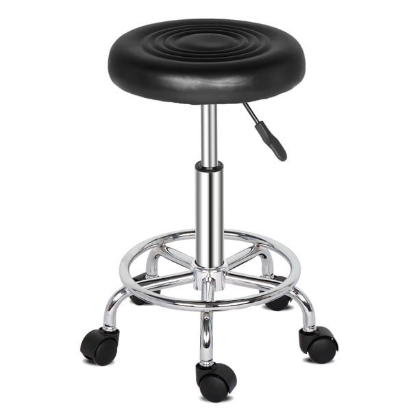 Hot Sale PU Leather Modern Round Rolling Stool with Footrest Height Adjustable Spa Drafting Salon Tattoo Work Massage Stools Task Chair with 360
