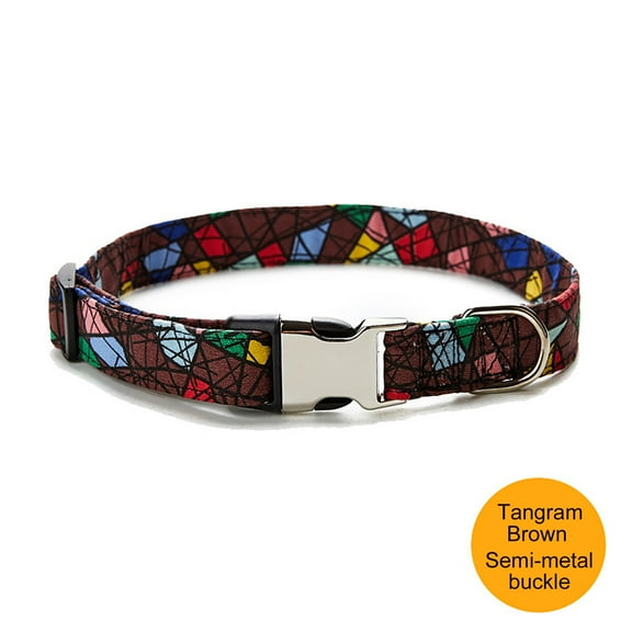 Shldybc Dog Collar for Small Medium Large Dogs, Adjustable Soft Puppy Collars, Ethnic Pattern Personalized Half Metal Cotton Collar Pet Dog Collar