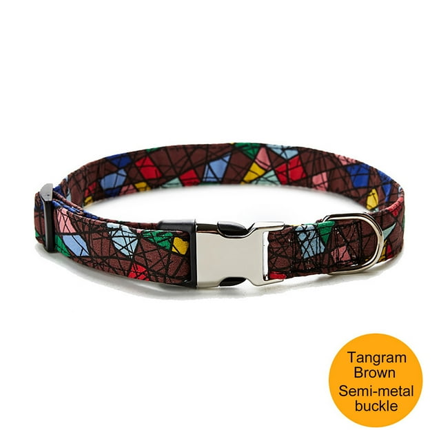 Xihbxyly Collar para Perro con Estampado Étnico, Hebilla de Media Metal Personalizada, Correa de Poliéster Duradera, Tela de Algodón Cómoda, Ideal para Todas Las Estaciones, Elegante y a La Moda, Tal