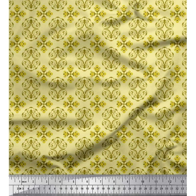 Soimoi Tissu Popeline de Coton Filigrane Damas Imprimé 1 Yard 56 Pouces de Large