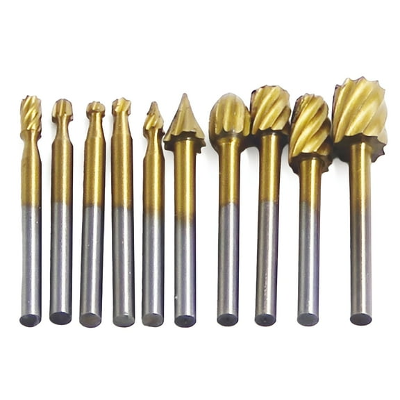 ZEPARO 10pcs HSS Routing Router Drill Bits Set For Carbide Rotary Burrs Tools Wood Stone Metal Root Carving Milling Cutter