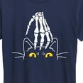 thumbnail image 3 of Instant Message - Skeleton Hand Petting Cat - Women's Short Sleeve Graphic T-Shirt, 3 of 6