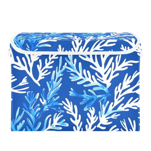 Blue Corals Foldable Storage Bin with Lid and Handle Collapsible Storage Box 16.5 x 12.6 x 11.8 inches