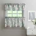 thumbnail image 2 of Exotic Floral Kitchen Curtains 3-Piece Set - Vibrant Hawaiian Hibiscus & Monstera Print, Semi-Sheer Farmhouse Tier Curtains with Valance, Rod Pocket Design, 2 of 6