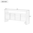 thumbnail image 7 of 60" Modern Minimalist 4-Door Sideboard, Solid Wood Veneer Storage Cabinet with Open Shelf, Large Capacity Console Table for Living Room, Hallway, Dining Room, Black, 60x15.7x32.2 in, 7 of 7