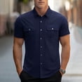 thumbnail image 6 of Tqyyweavej Corduroy Shirts for Men Stylish Solid Color Lapel Collar T-Shirts Botton Down Short Sleeve Tees Tops with Pockets S-3XL, 6 of 7