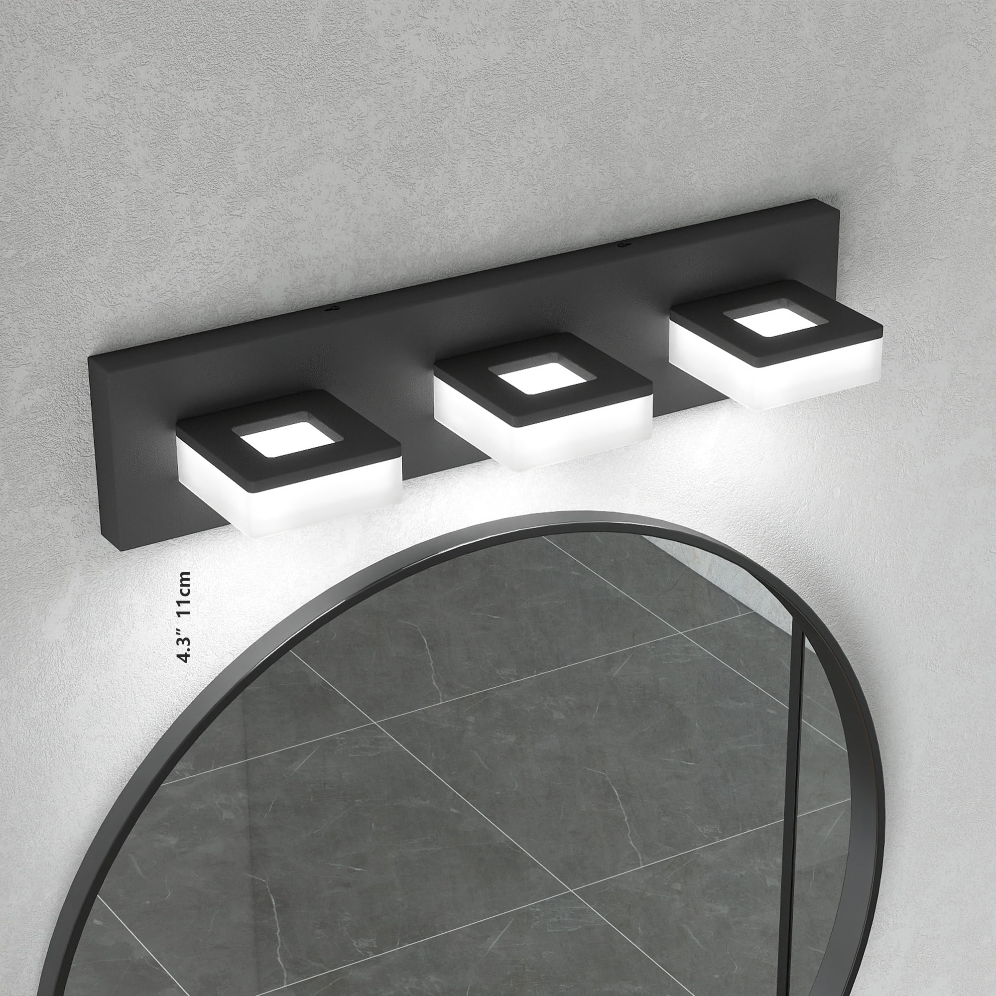 Jopath 20" Modern Matte Black 3-Light LED Wall Sconce, Adjustable Acrylic Bathroom Wall Lighting Fixtures Over Mirror Vanity Light for Bathroom, Bedroom, or Hallway