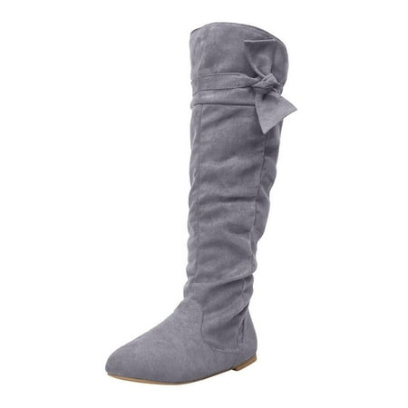 

Qufokar Wide Calf Boots for Women Over The Knee Thigh High Boots for Women Knotted Casual Fashion Ladies Boots Beautiful Flat Long Women S Knee High Shoes Women S Boots