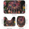 thumbnail image 3 of 4Pcs Retro Star Moon Plant Shower Curtain Sets Bathroom Decor, Fantasy Dreamcatcher Leaf Floral Black Shower Curtain with Non Slip Rug, Toilet Lid Cover, Bath Mat and 12 Hooks 72W x 72L, 3 of 8