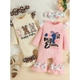 thumbnail image 2 of Newborn Infant Baby Girl My 1st Easter Outfits Cute Bunny Long Sleeve Romper Jumpsuit Headband Clothes Set, 2 of 6
