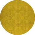 thumbnail image 1 of Ahgly Company Machine Washable Indoor Round Oriental Yellow Traditional Area Rugs, 4' Round, 1 of 4