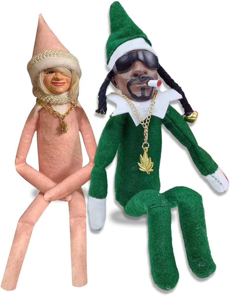 New Snoop On A Stoop Felt Pink Christmas Elf Doll