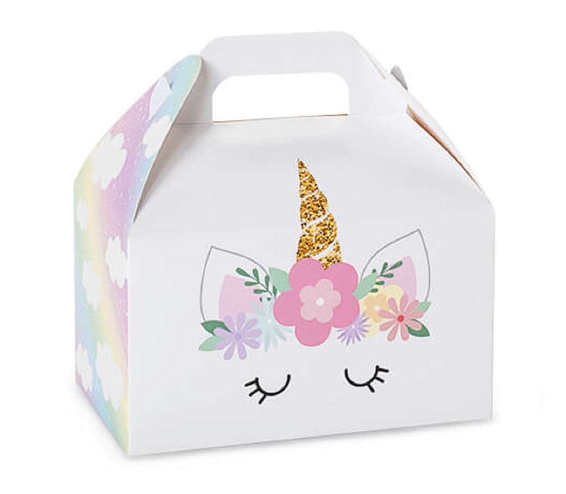 Pastel Unicorn Party Favor Gable Boxes 6 x 3.75 x 3.5in. 6/Pack