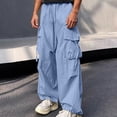 thumbnail image 5 of Lmueinov Mens Cargo Pants with Multi Pocket Drawstring Elastic Waist Loose Workout Trousers Straight Leg Casual Outdoor Hiking Pants for Men, 5 of 6