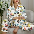 thumbnail image 6 of Picia Cartoon Monster Trucks Pattern Women’s Long-Sleeve Sleepwear Set - Soft 2-Piece Loungewear with Pockets, Comfy PJs for Relaxing Nights-Medium, 6 of 7