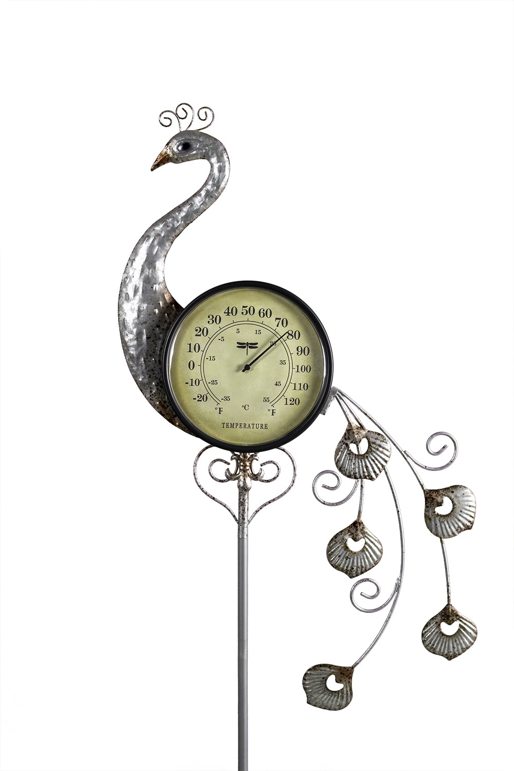 Poolmaster Outdoor Thermometer Garden Stake and Backyard Décor - Peacock
