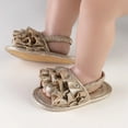 thumbnail image 5 of GYRATEDREAM Infant Baby Girls Summer Open Toe Sandals Toddler PU Leather Soft Flower Ruffle Princess Flat Shoes Golden for 0-18 Months, 5 of 8