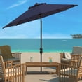 thumbnail image 2 of SAFAVIEH Herla 11' Auto Tilt Market Round Patio Umbrella, Navy, 2 of 6