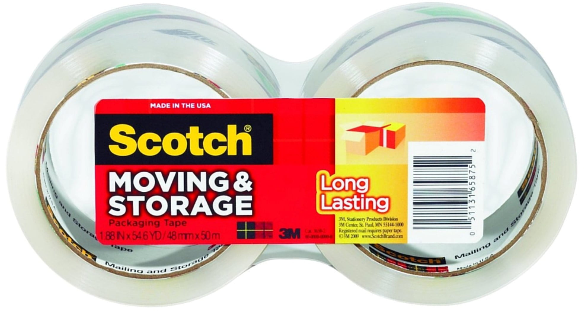 Long Lasting 1.88 in x 38.20 yd 1 ea 3pk Storage Tape Scotch Moving 