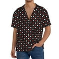 thumbnail image 7 of Lsque Red and white polka dots print Men's Cuban Collar Short Sleeve Shirt Summer Beachwear Casual Button Down Fashionable Vacation Leisure Shirt-Medium, 7 of 7
