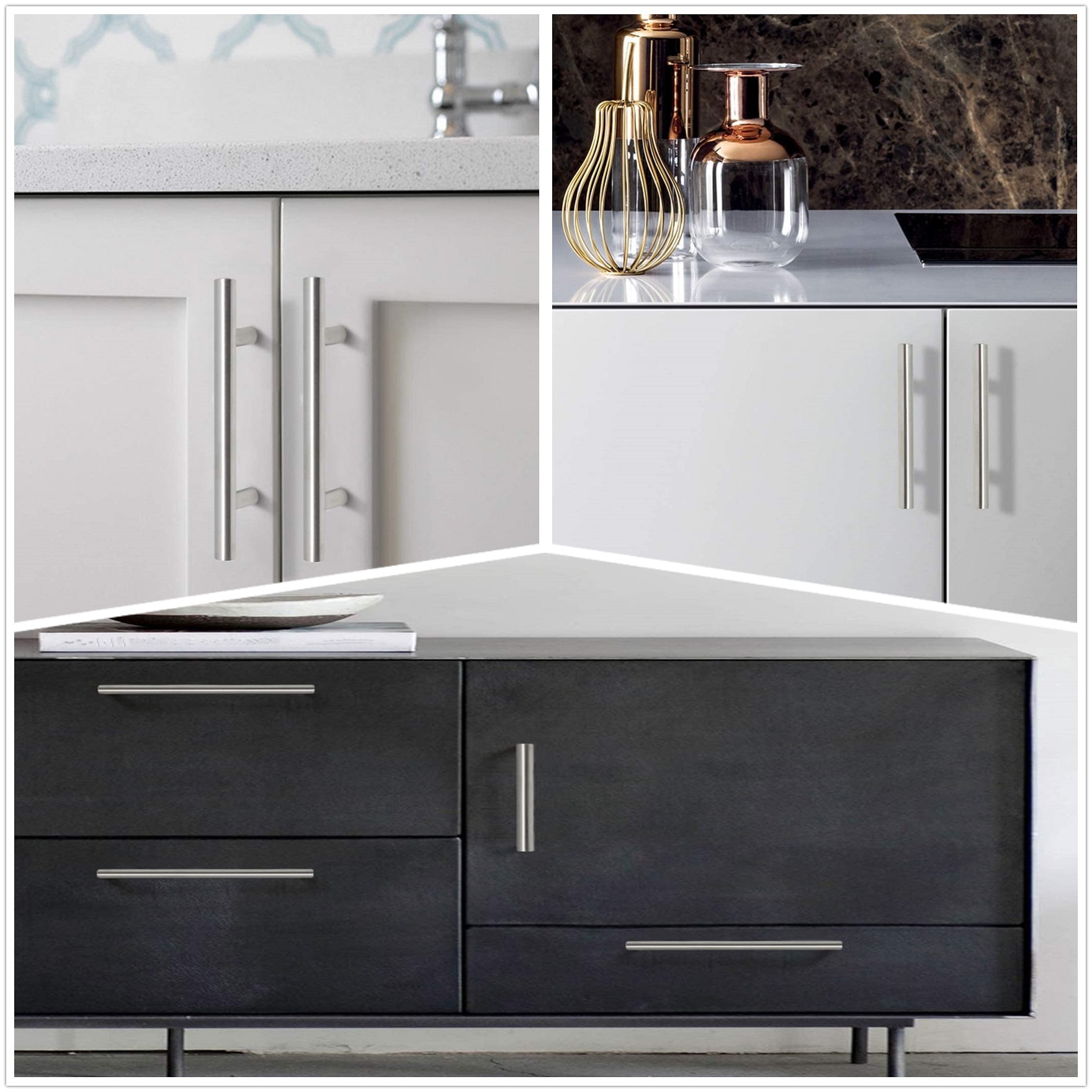 findmall 50 Pack Cabinet Pulls Brushed Nickel Stainless Steel Kitchen Cupboard Handles Cabinet Handles 5 in Length, 3in Hole Center