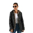 thumbnail image 5 of Women’s Winter Mid-Length Hooded Coat with Removable Plush Liner Thick Warm Windbreaker Jacket Black Size L, 5 of 7