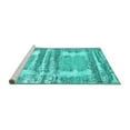 thumbnail image 2 of Ahgly Company Machine Washable Indoor Square Oriental Turquoise Blue Industrial Area Rugs, 7' Square, 2 of 4