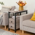 thumbnail image 4 of HOOBRO Set of 2 Narrow End Tables with 2 Drawers Wood Nightstand Living Room Bedroom Gray BG548BZP201G2, 4 of 10