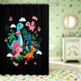 thumbnail image 2 of Manfei Cartoon Dino Animals Shower Curtain 72Wx78L,Kawaii Palm Flower Cloud Bath Curtain,Black, 2 of 5