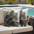 thumbnail image 4 of Black Grey Outdoor Waterproof Pillow Covers, Vintage Gold Ink Floral Chinese Painting Decorative Square Throw Pillowcase Sofa Cushion Sham for Patio/Couch/Chair, 18"x18" 2 Pack, 4 of 8