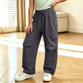 thumbnail image 5 of Agkizg Girls Wide Leg Cargo Pants Quickly Dry Lightweight Waist Pants with Multi-Pockets for Outdoor Summer, Sizes 5-6 Years, 5 of 6