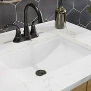 MR Direct U1913 White Undermount Porcelain Bathroom Sink with Pop-Up Drain in Antique Bronze