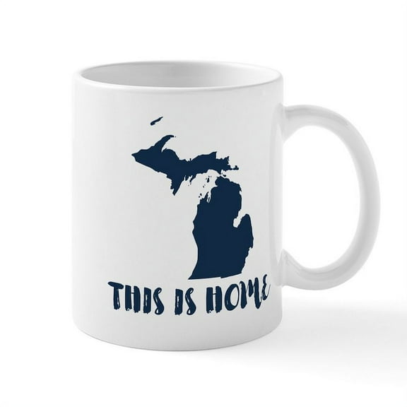 CafePress - Michigan This Is Home Mug - 11 oz Ceramic Mug - Novelty Coffee Tea Cup