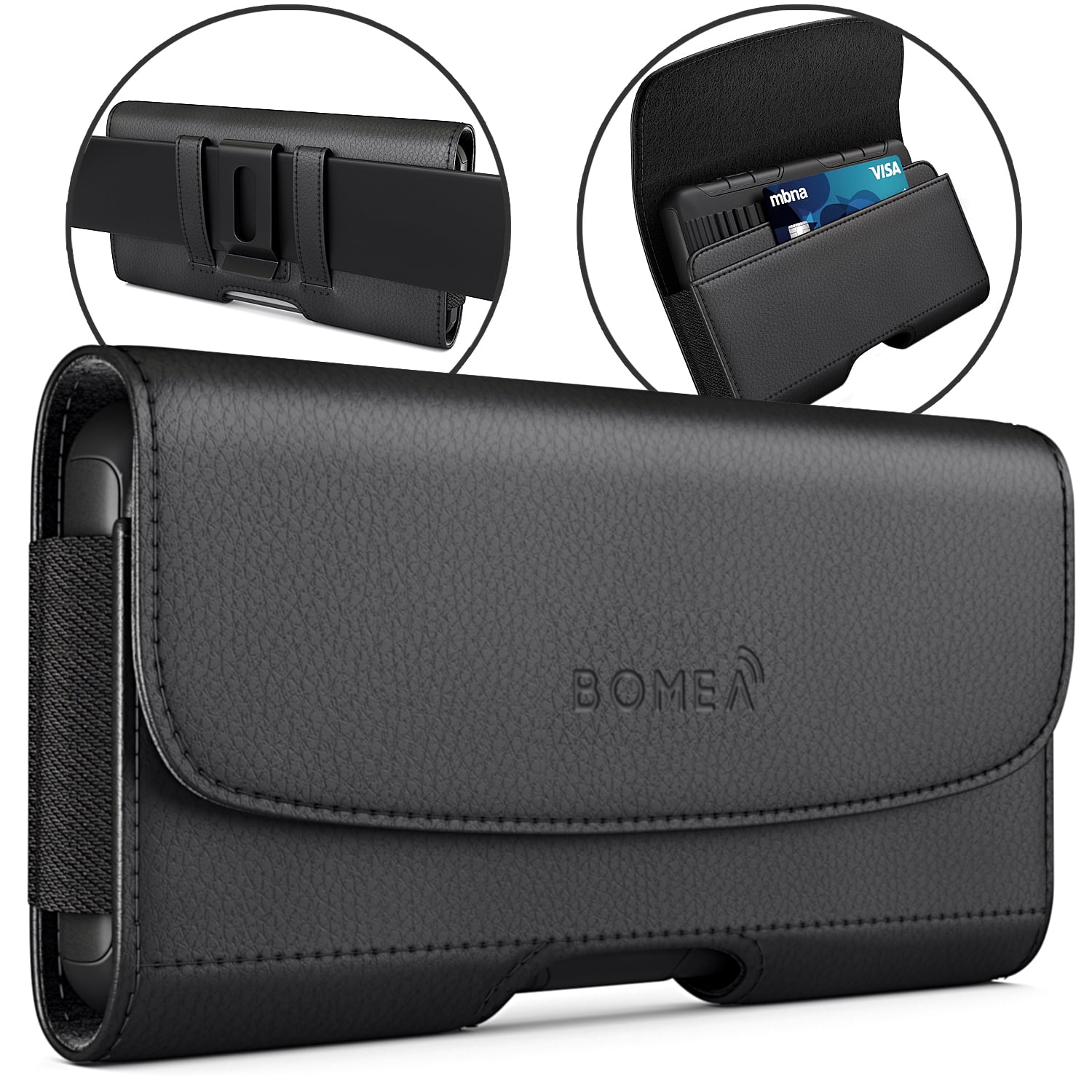 Nylon Cell Phone Belt Clip Holster with RFID Blocking Card Slot Compatible for iPhone 11 Pro Max XR 8 7 Plus Galaxy Note 10 A10s A20 A51 Moto G Stylus 2020 G7 Plus Pixel 4a TCL 10 Pro OnePlus 6T L