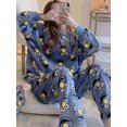 thumbnail image 2 of Conjuntos de Pijamas de franela para mujer, ropa de dormir de manga larga con dibujos animados Kawaii, cálida, gruesa, de terciopelo Coral, para el hogar, novedad de 2023, 2 of 4