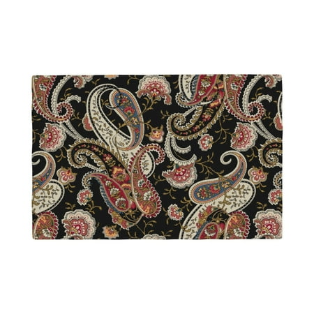 

Table Placemats Set of 6 - Paisley6 12x18 In Faux Linen Double Heat Resistant Place Mats Cloth Indoor/Outdoor Placemats Washable Table Mats for Dining Kitchen Party