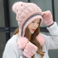 thumbnail image 1 of Gorro de Invierno para Mujer, Estilo Coreano, Todo fósforo, Moderno, cálido, protección para los oídos, Gorro de Punto, Moda, otoño e Invierno, Terciopelo, Gorro de Lana de Invierno Engrosado., 1 of 6