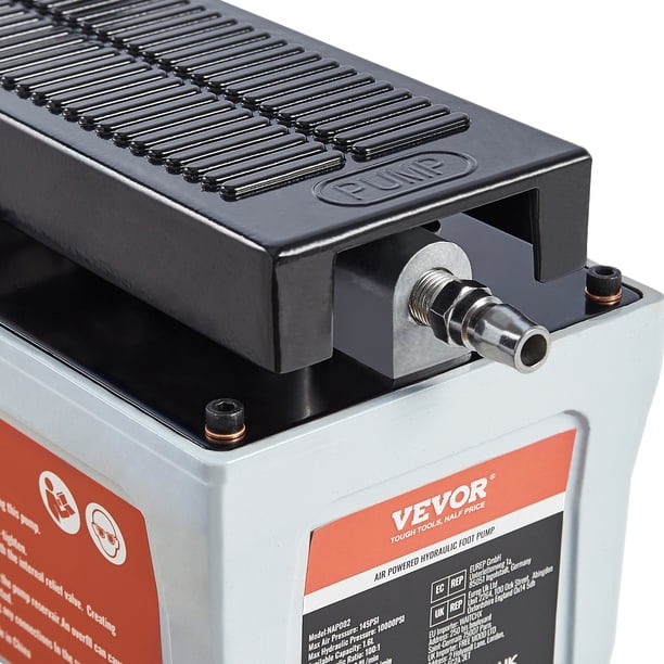 Bomba hidráulica de aire VEVOR 10,000 PSI 1/2 gal Salida de aceite NPT 3/8 entrada NPT 1/4 tubo de 6.6 pies