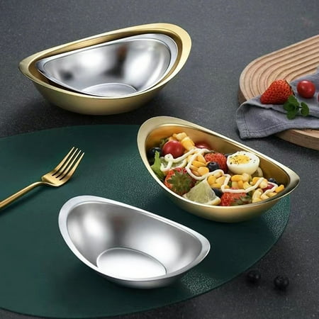 

Wharick Soup Bowl Stackable Multi-use Oval Large Capacity Stainless Steel Tray Restaurant Supplies