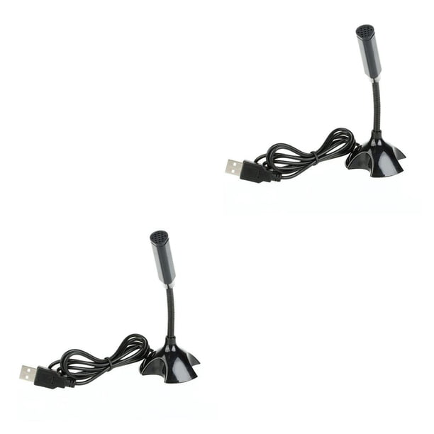 Seitruly Mini micrófono para ordenador portátil, micrófono USB de escritorio, cuello de tubo Flexible, micrófono ajustable para PC, Mini negro 2Conjunto